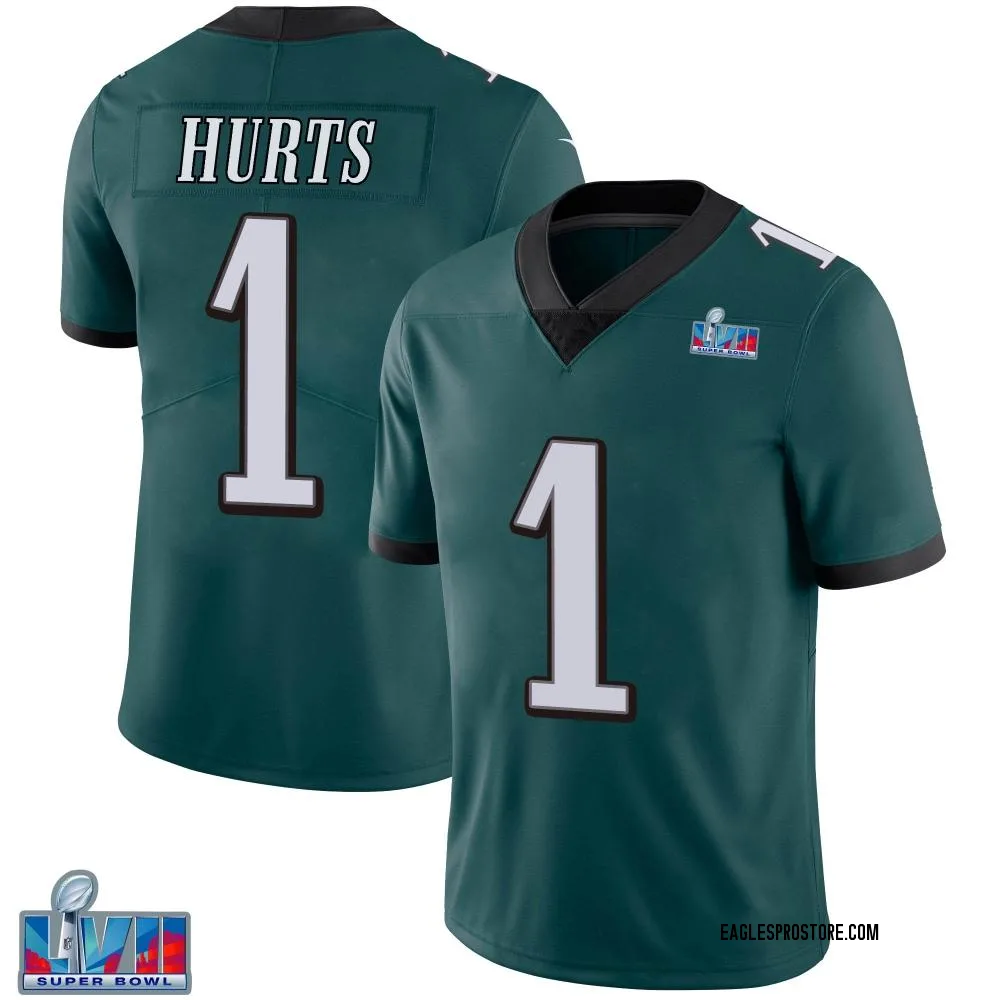 Youth Limited Jalen Hurts Philadelphia Eagles Green Midnight Team Color Vapor Untouchable Super Bowl LVII Patch Jersey